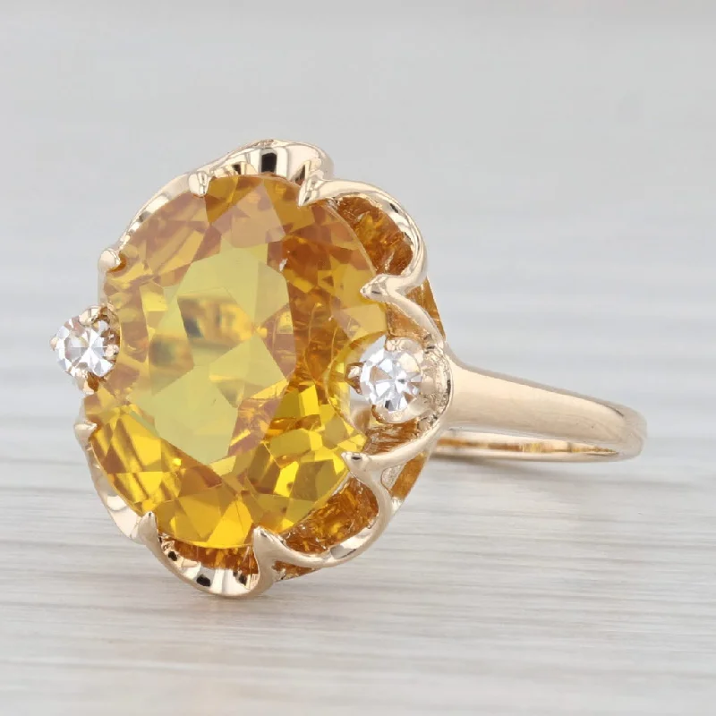 heart-shaped engagement rings for women-3.47ct Oval Lab Created Yellow Sapphire Ring 10k Yellow Gold Size 6.25