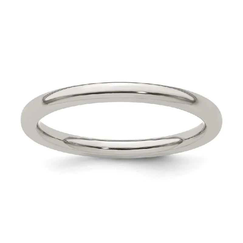 unique engagement rings for women-Edward Mirell Titanium Half Round 2mm Polished Band Size 10