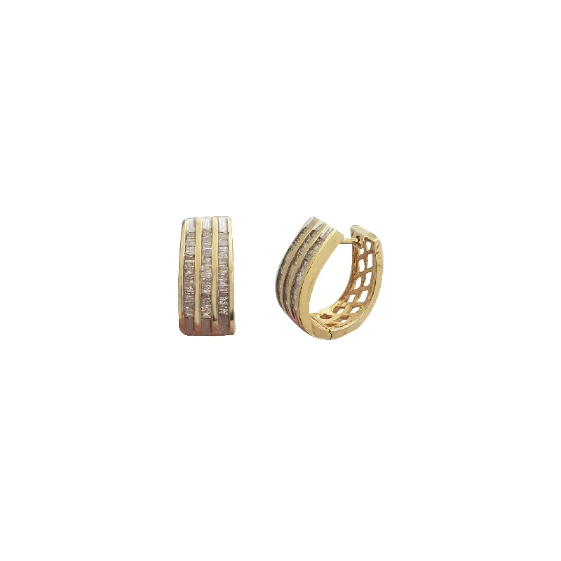 gemstone earrings for women-Diamond Baguette Huggie Earring (14K)