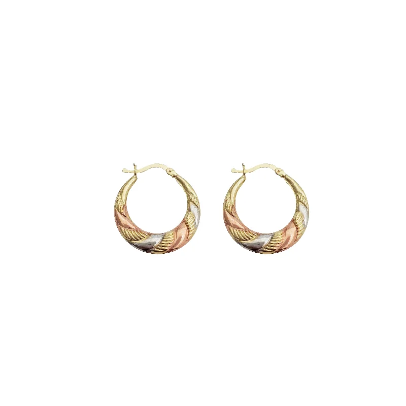 glamorous earrings for women-Tricolor Hoop Earrings (14K)