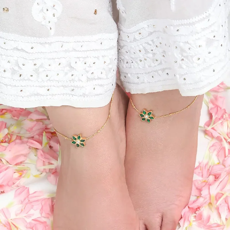 chain anklets for women-Silver 92.5 Flower Anklet