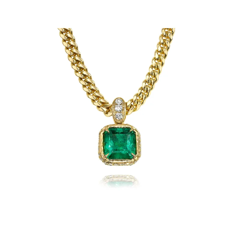 statement necklace for women-18K Queen Emerald Cuban Necklace | Ready to Ship