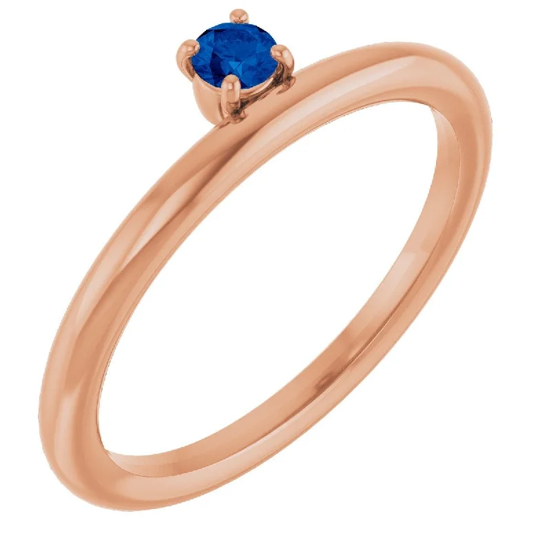 modern engagement rings for women-14K Rose Natural Blue Sapphire Stackable Ring