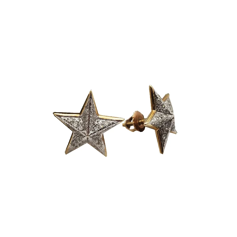 vintage earrings for women-Diamond Star Stud Earrings (10K)