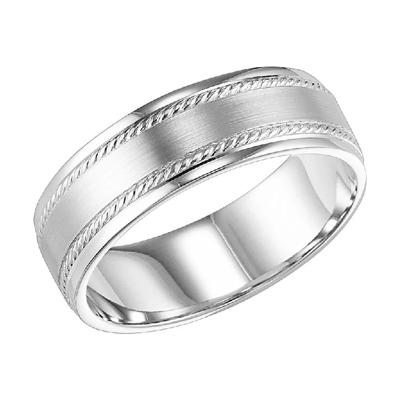 matching engagement rings for women-14k White Gold Women's Satin Finished Ring with Braid Design and Polished Edges - 4mm - 6mm