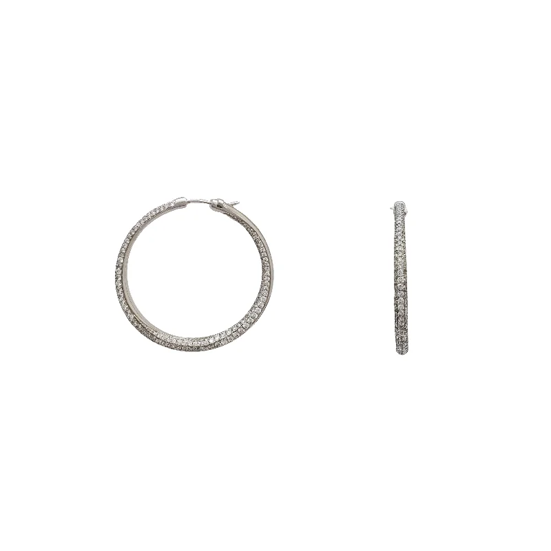 minimalist earrings for women-Diamond Hoops Earrings (14K)