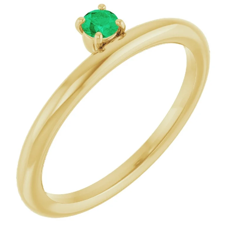 solitaire engagement rings with diamonds for women-14K Yellow Lab-Grown Emerald Stackable Ring