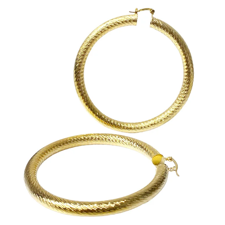 hoop earrings with pearls for women-Diamond-Cuts Fancy Hoop Earrings (14K)