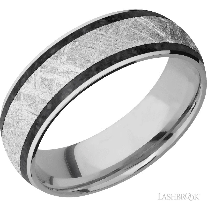 wedding band and engagement ring sets for women-Titanium with Polish Finish - 7MM