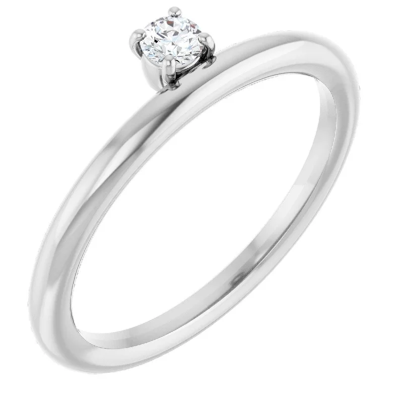 anniversary engagement rings for women-14K White Natural White Sapphire Stackable Ring