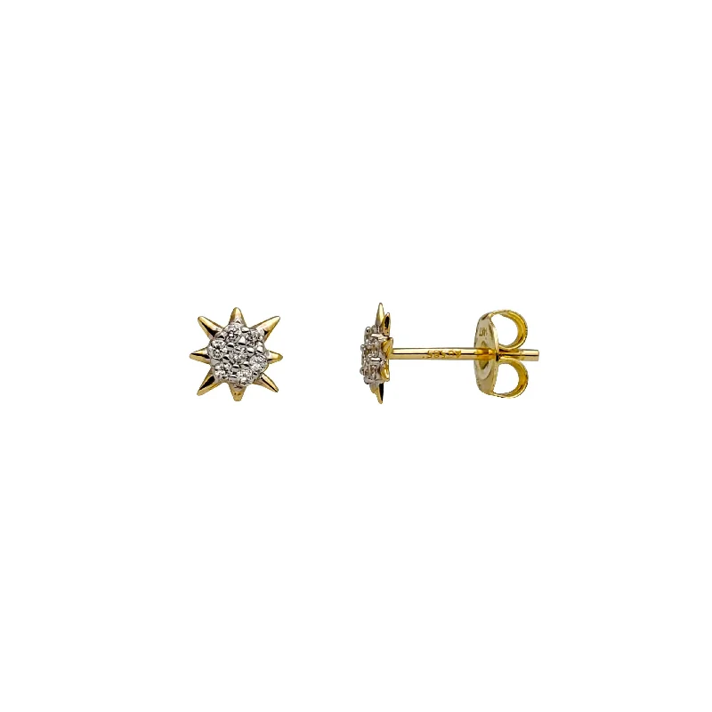 silver dangling earrings for women-CZ Cluster North Star Stud Earrings (14K)