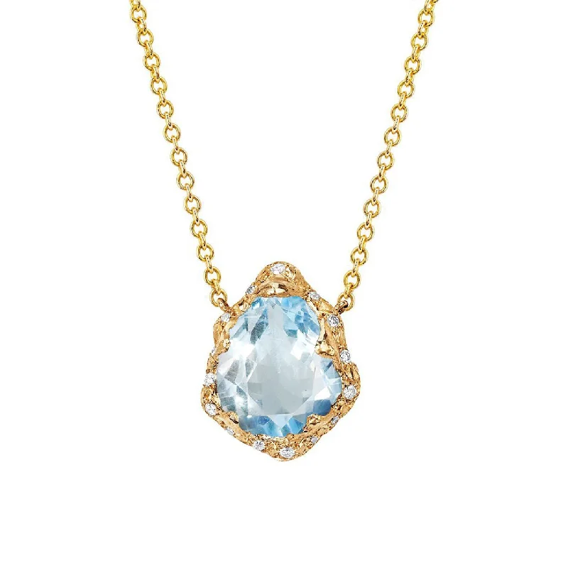 gift necklace for women-Baby Queen Water Drop Aquamarine Necklace with Sprinkled Diamonds