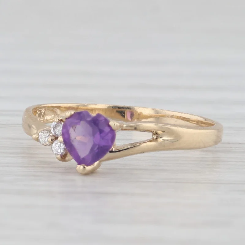 gemstone engagement rings for women-4.40ctw Amethyst Heart Cubic Ziroconia 10k Yellow Gold Ring Size 7