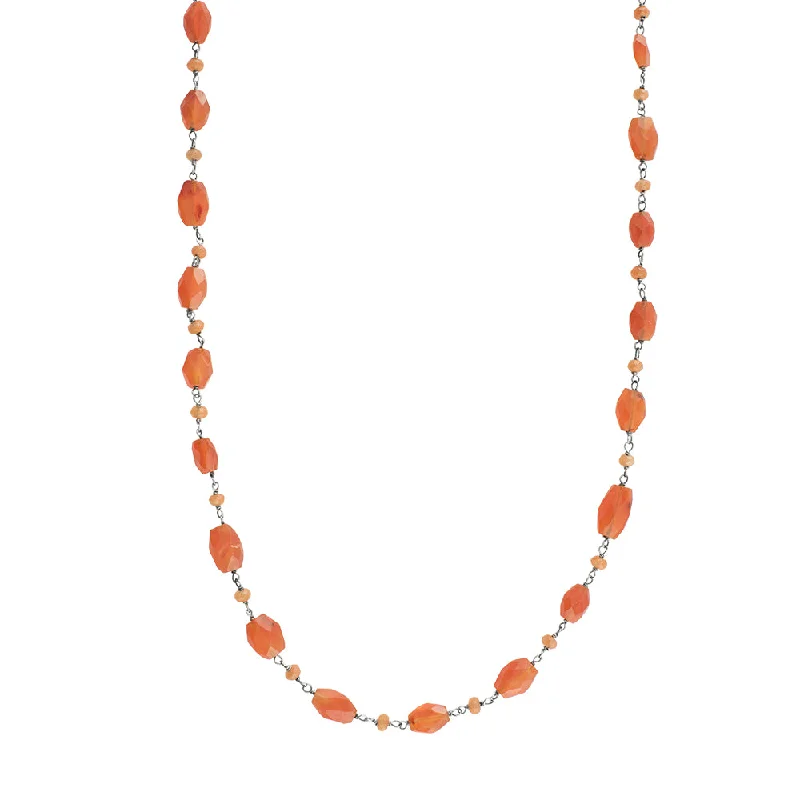 elegant necklace for women-Stone Strand Necklace - Carnelian - 22-24"