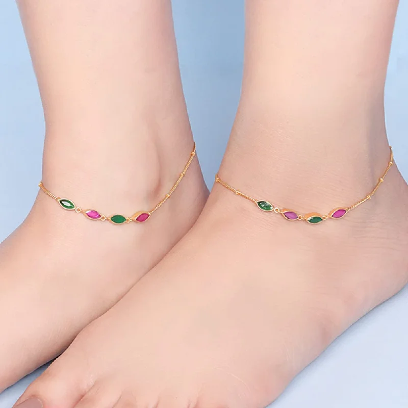 trendy anklets for women-Classic SIlver Anklets With Marquise Stones