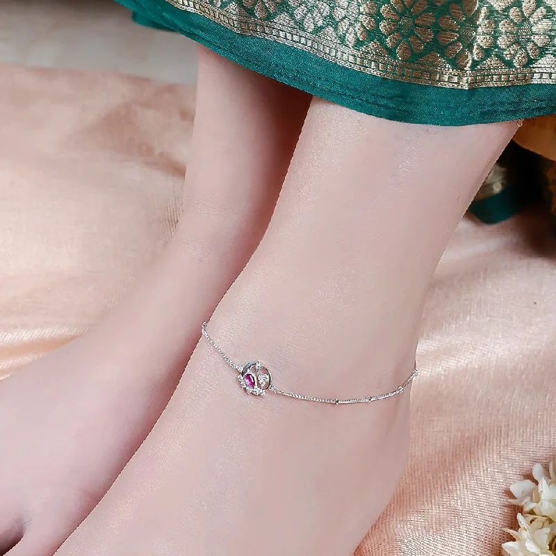 luxury anklets for women-Single Silver Swan Anklet