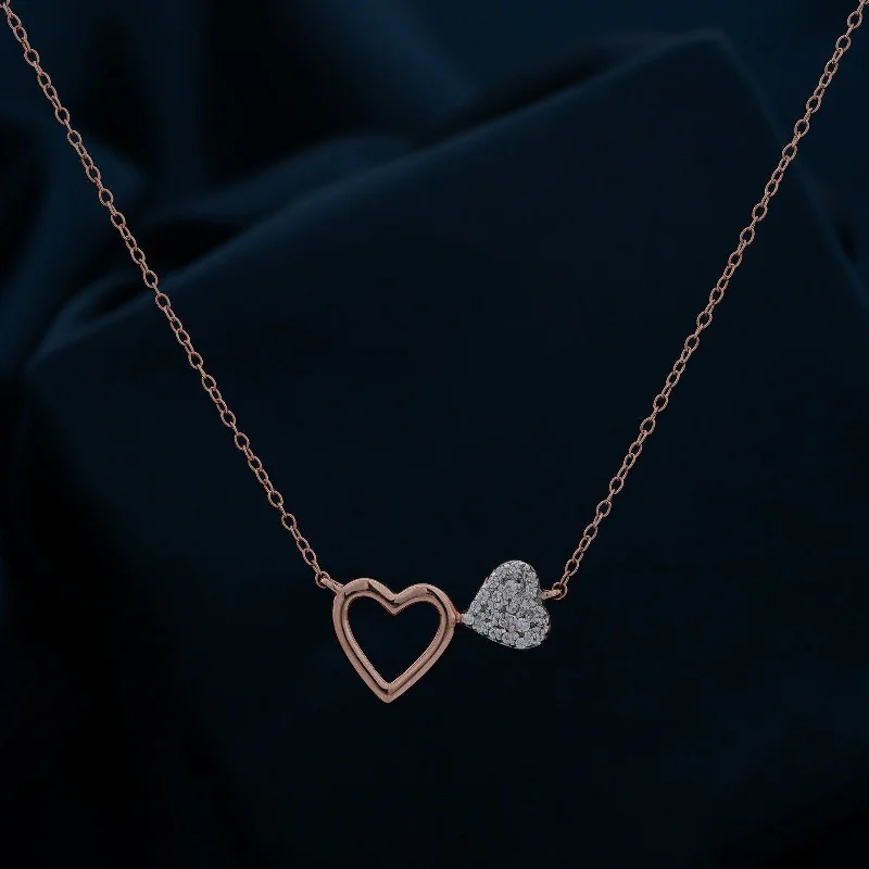 heart pendant necklace for women-Rose Gold Open & little Hearts Necklace