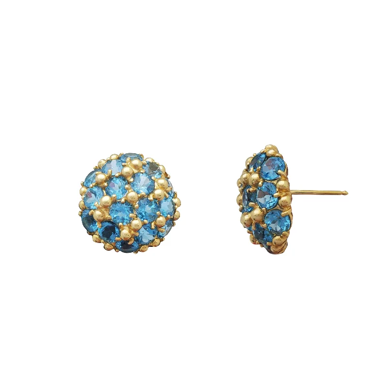 zodiac earrings for women-Flower Blue Topaz Earrings (14K)