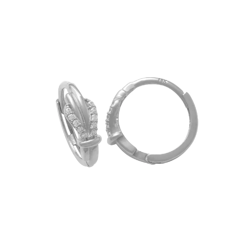 hoop earrings with diamonds for women-Zirconia Shell Huggie Earrings(14K)