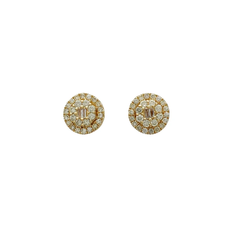 wedding earrings for women-Diamond Round Cluster Stud Earrings (14K)