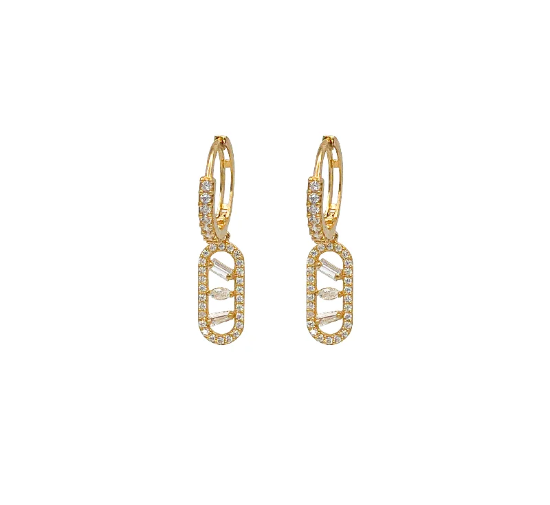 cubic zirconia earrings for women-Zirconia Baguette Huggie Earring