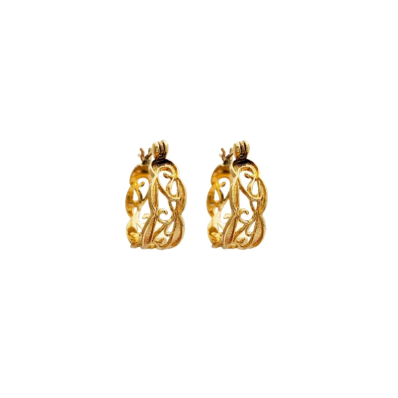 drop earrings for women-Enraveled Wisp Hoop Earrings (14K)