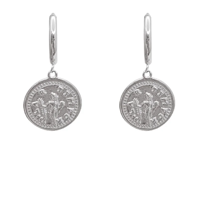 gold earrings for women-R Tempor Circle Dangling Earrings (Silver)