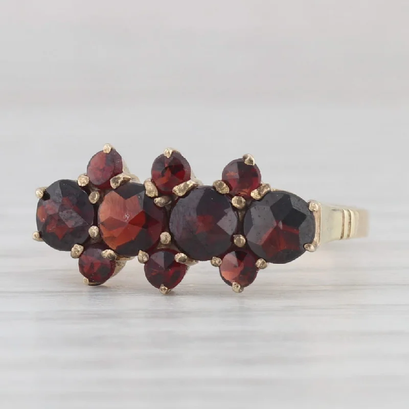 gold engagement rings for women-Vintage 1.70ctw Garnet Cluster Ring 10k Yellow Gold Size 6