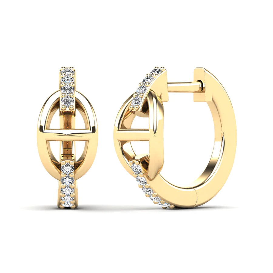 silver drop earrings for women-Diamond Mariner Huggie Earrings (14K)