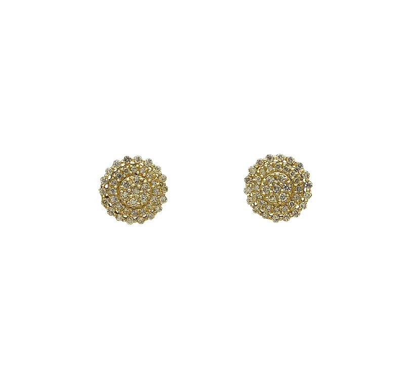 birthday earrings for women-Diamond Round Cluster Stud Earrings (14K)