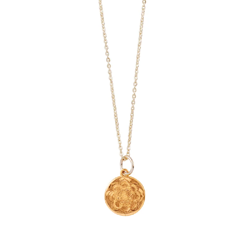 twisted necklace for women-Lotus Coin Necklace in Bronze