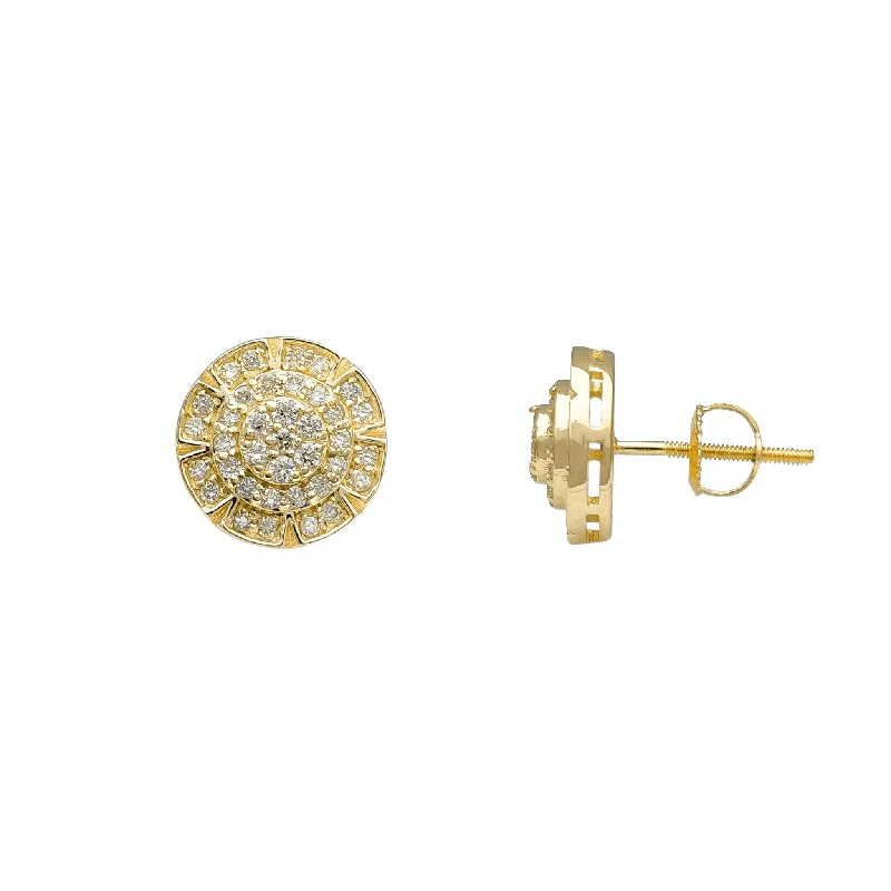 unique earrings for women-Diamond Cocktail Cluster Round Stud Earrings (14K)