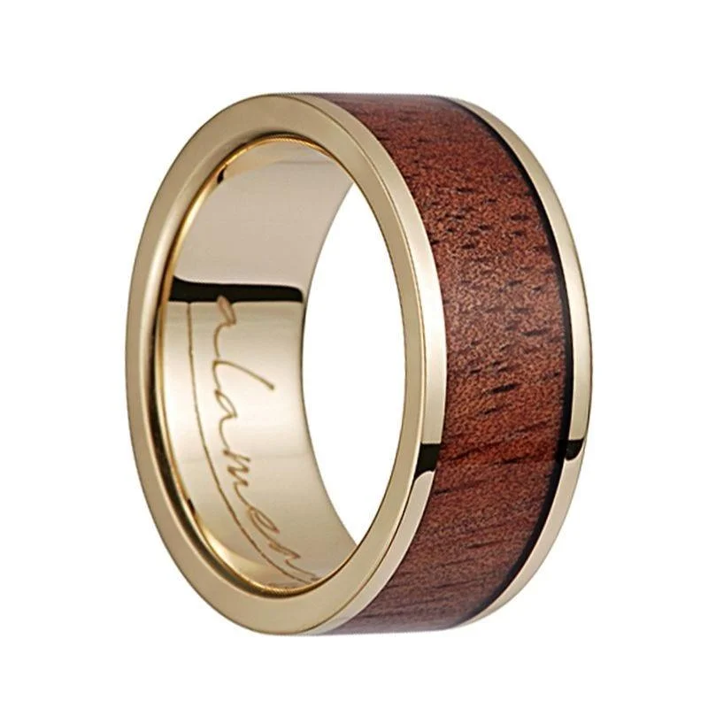 beautiful engagement rings for women-14K YG Wood Ring Koa