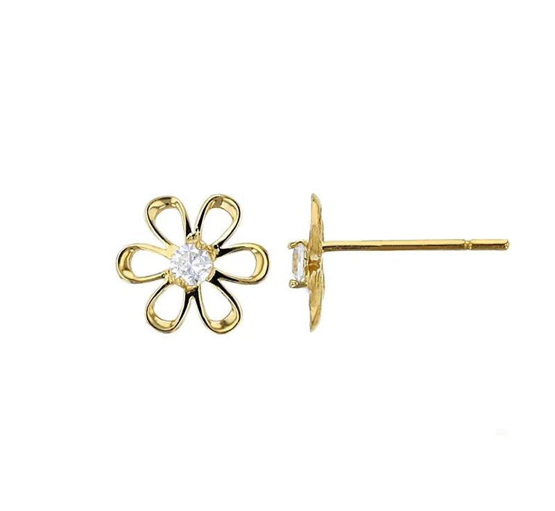 elegant stud earrings for women-Daisy Flower Stud Earrings (14K)