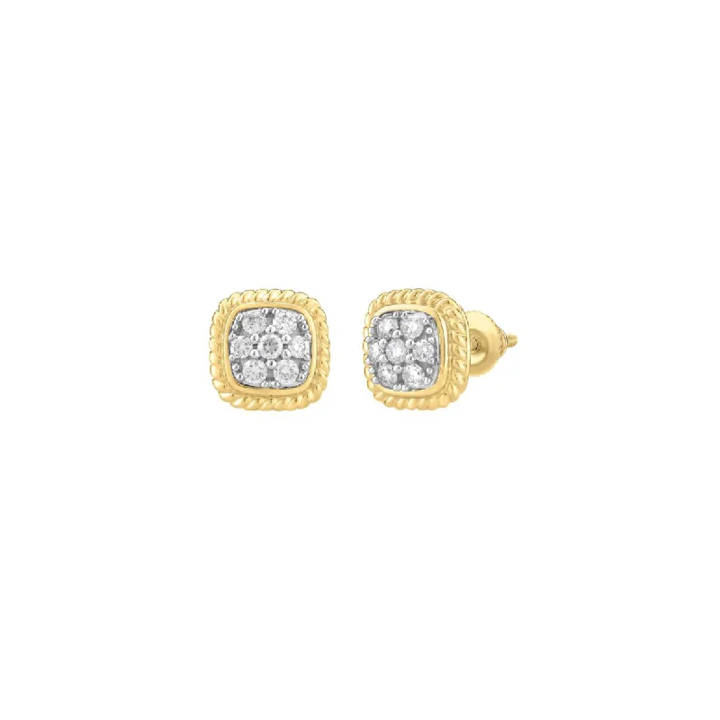 elegant stud earrings for women-Diamond Square Earrings (14K)