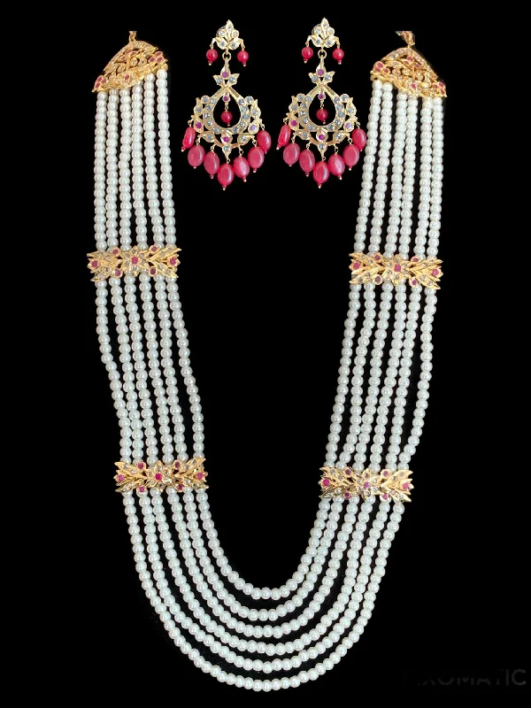 edgy earrings for women-LN66 Laura hyderbadi pearl haar with earrings ( READY TO SHIP)