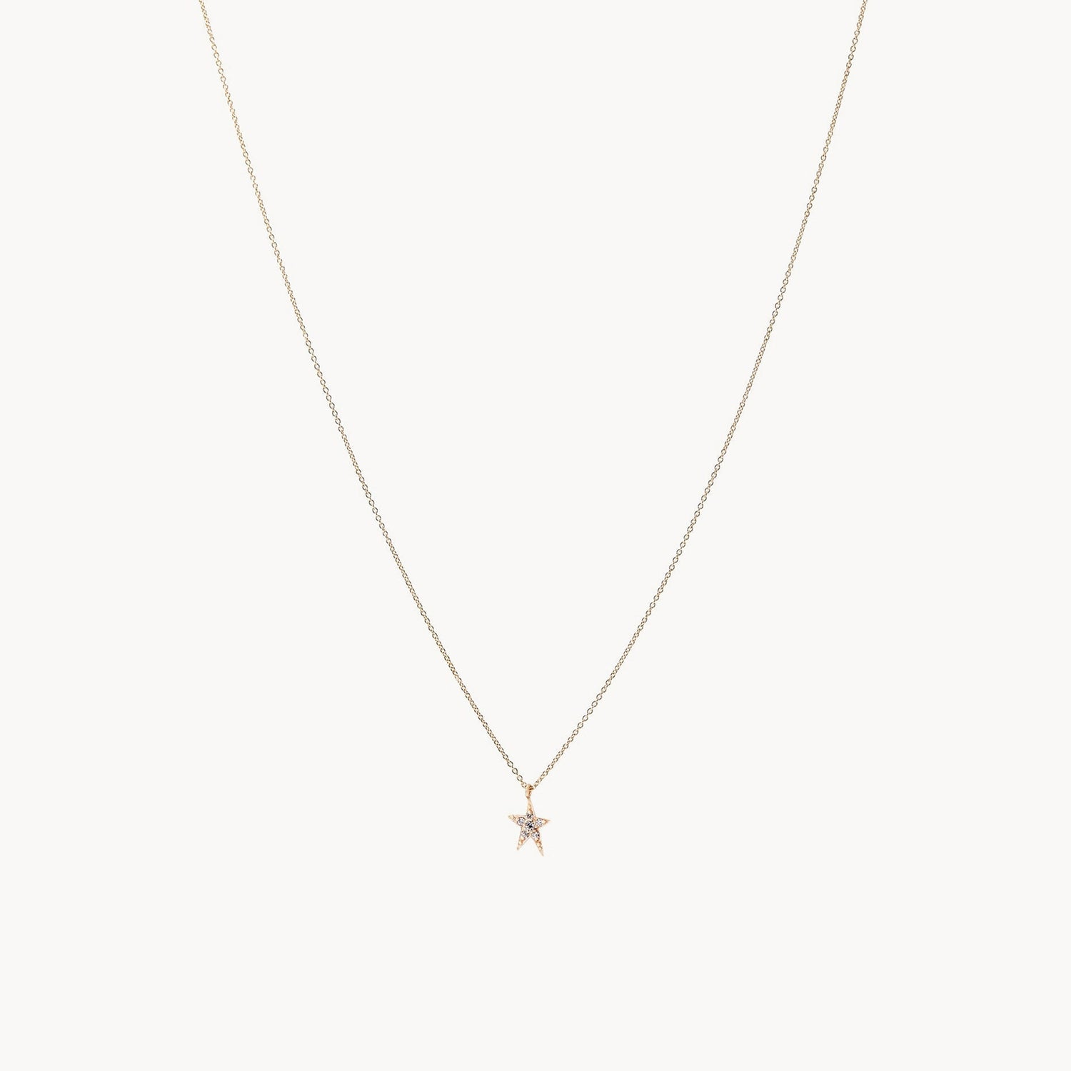 multi-strand necklace for women-Guidance pave star pendant necklace - 14k yellow gold