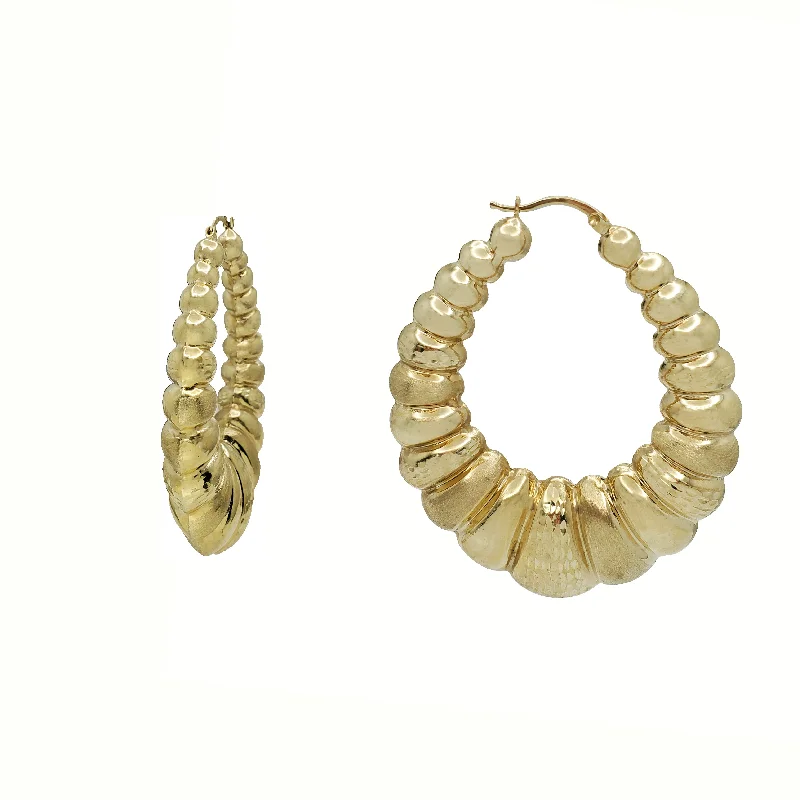 hoop earrings with pearls for women-Croissant Hoop Earrings （10K）