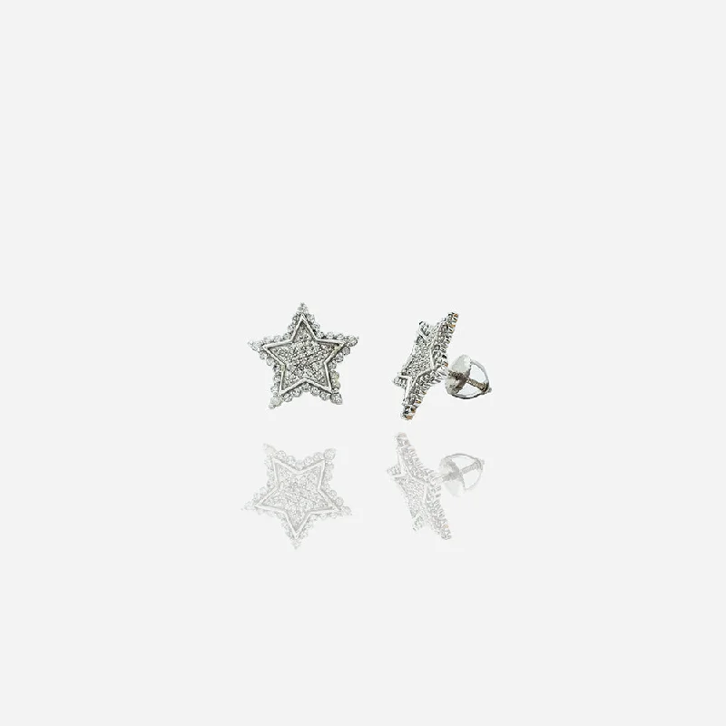 large earrings for women-Diamond Star Stud Earrings (10K)