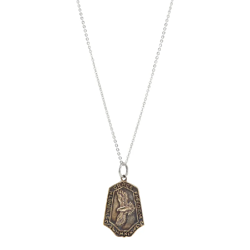 luxury necklace for women-Nature Saint Necklace in Bronze  - Hawk: Strength | Grace | Freedom