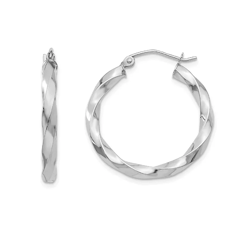 small earrings for women-Twist Hoop Earrings (Silver)