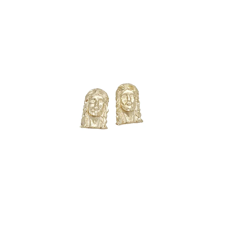 wedding earrings for women-Jesus Head Stud Earrings (10K)