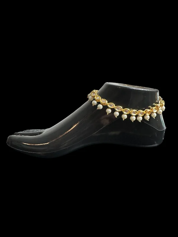 stylish anklets for women-Kundan and pearl anklets ( READY TO SHIP )