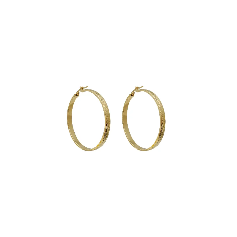 chain earrings for women-Diamond-Cut Hoop Earrings (14K)