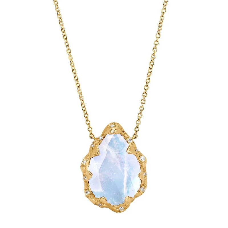 luxury necklace for women-Queen Water Drop Moonstone Necklace with Sprinkled Diamonds | Ready to Ship