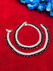 minimalist anklets for women-Gorgeous Chain Alloy Anklet With Black Beads For Women