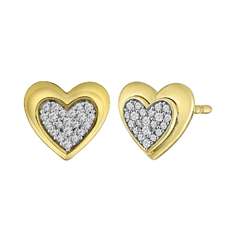 hoop earrings for everyday wear for women-Diamond Heart Stud Earrings (14K)