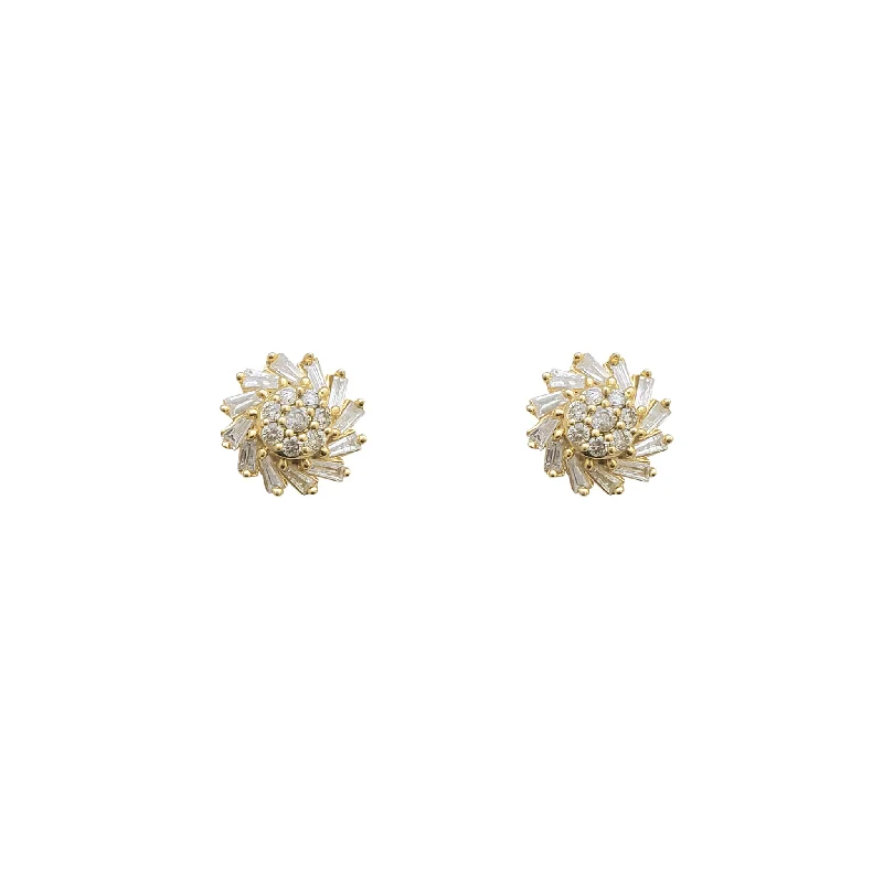 butterfly earrings for women-Diamond Cluster Flower Stud Earrings (14K)