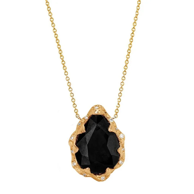 bohemian necklace for women-Queen Water Drop Onyx Necklace with Sprinkled Diamonds