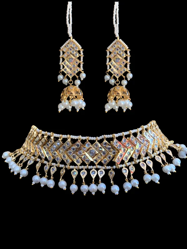 luxury earrings for women-C87 Mahira v style choker with earrings( SHIPS IN 4 WEEKS )